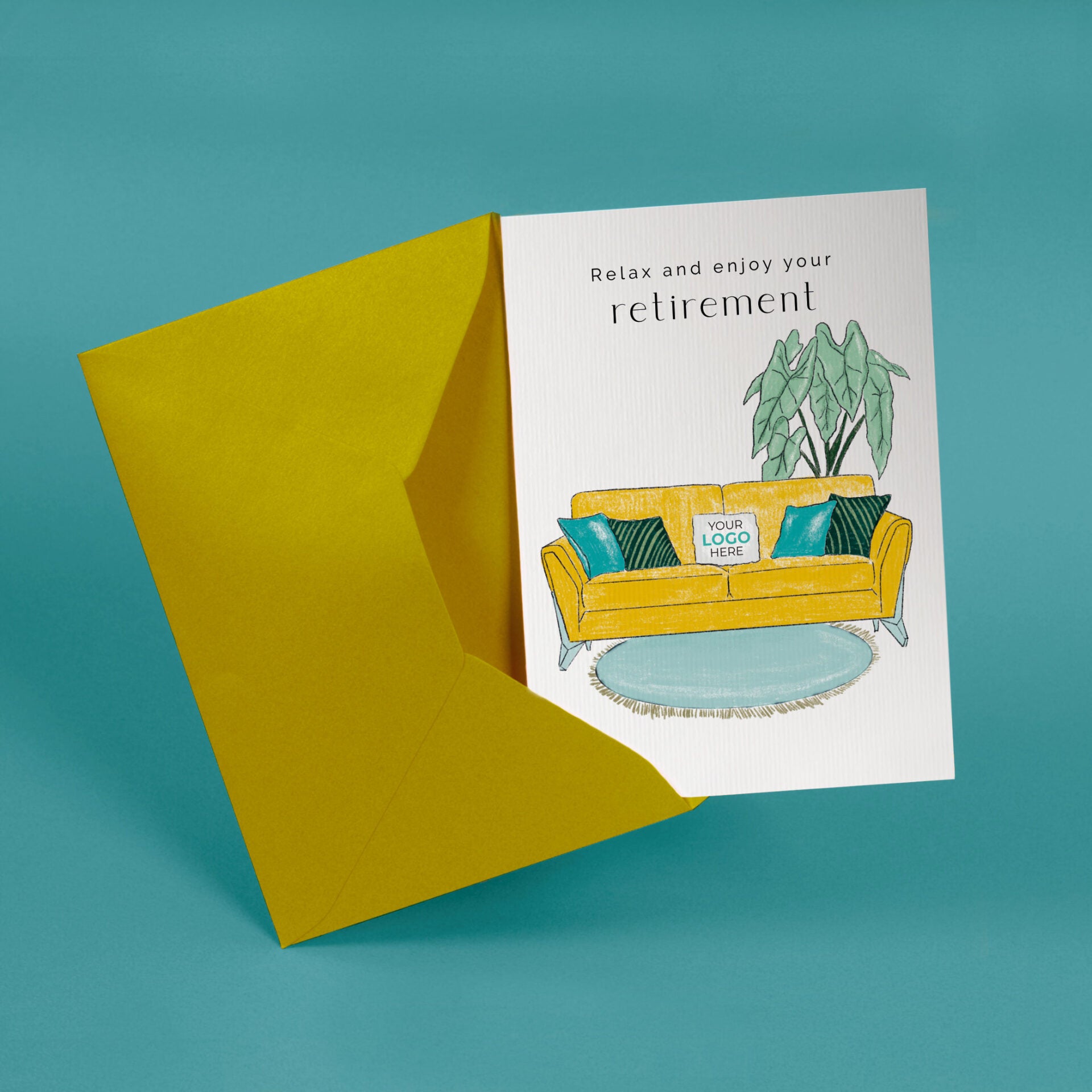 ‘Luxury Sofa’ Personalised Corporate Branded Retirement Greeting Cards image 2