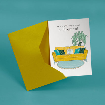 ‘Luxury Sofa’ Personalised Corporate Branded Retirement Greeting Cards image 2