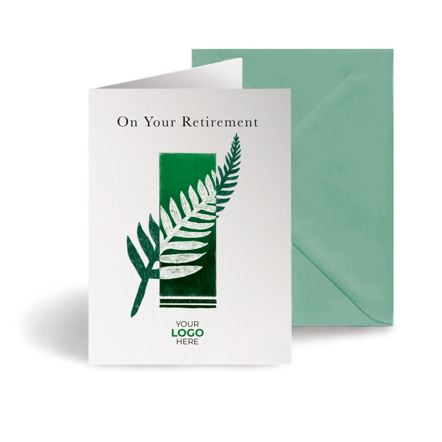 ‘Single Leaf’ Personalised Corporate Branded Retirement Greeting Cards image 0