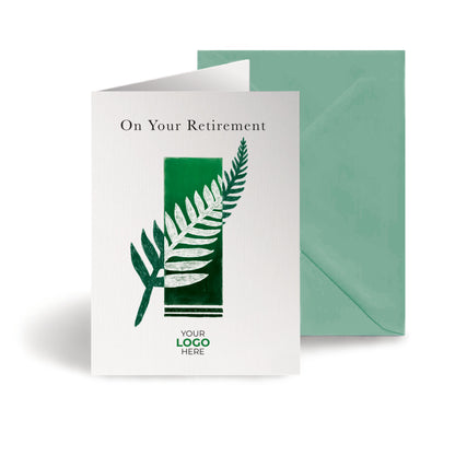 ‘Single Leaf’ Personalised Corporate Branded Retirement Greeting Cards image 0
