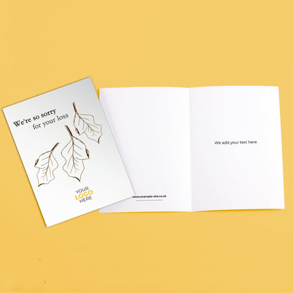 ‘Leaf Pattern’ Personalised Corporate Branded Sympathy Greeting Cards image 3