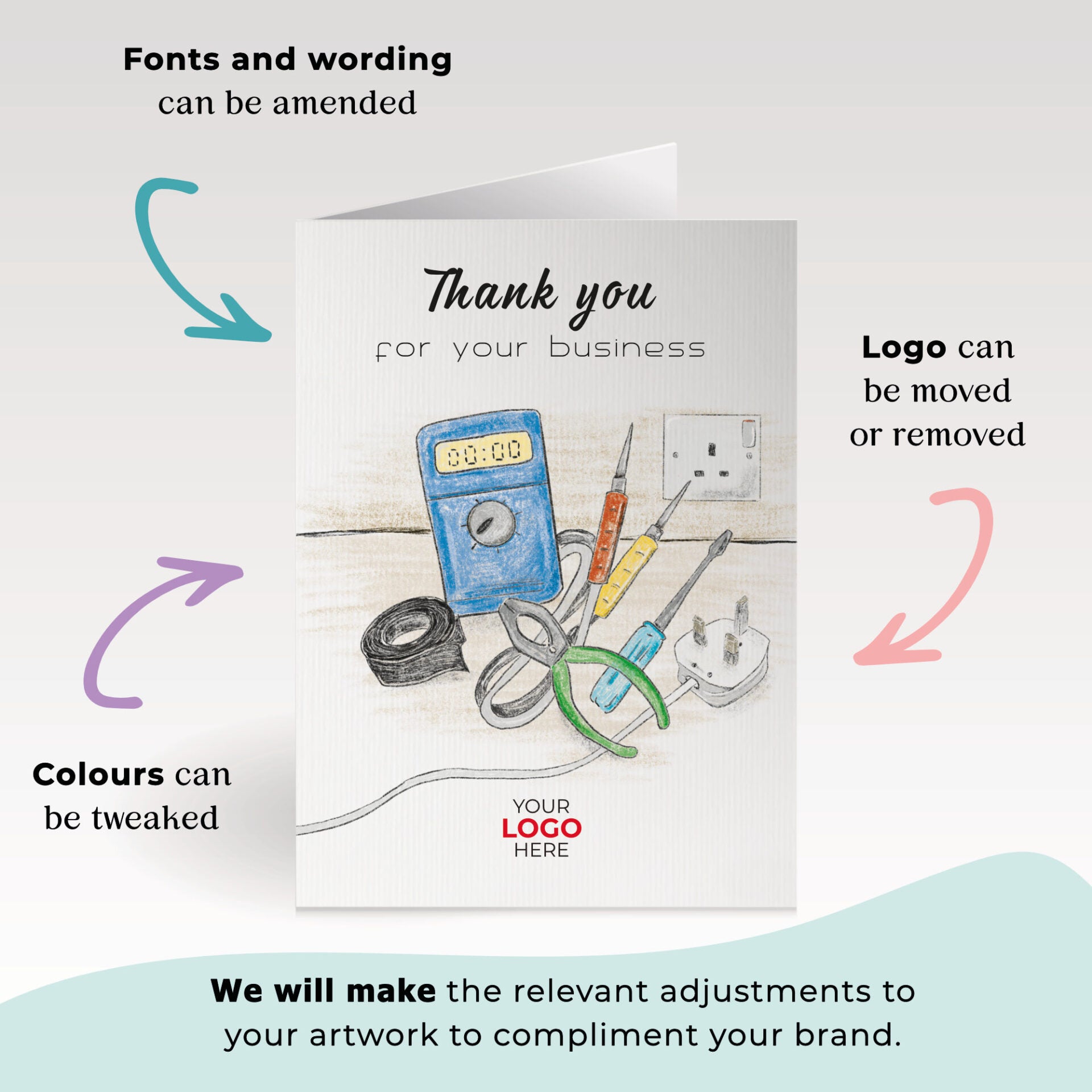 Multimeter & Tools’ Personalised Corporate Branded Trades People Greeting Cards image 1