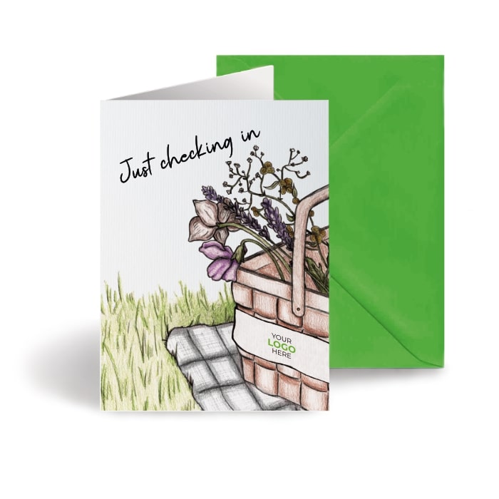 ‘Picnic Basket’ Personalised Corporate Branded Checking In Greeting Cards image 0