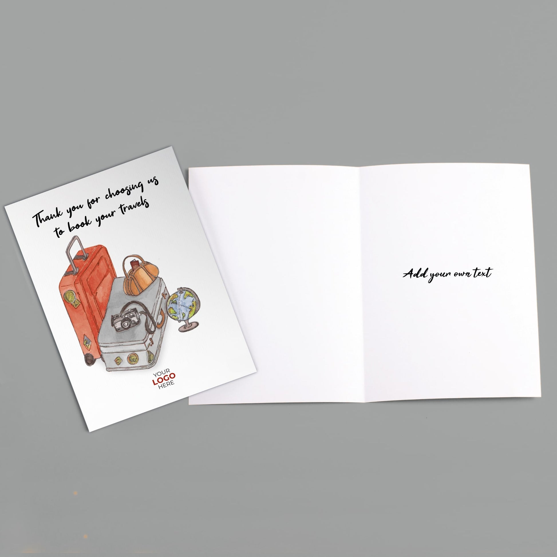 ‘Suitcases‘ Personalised Corporate Branded Travel Greeting Cards image 2