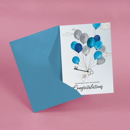 ‘Balloons with Keys’ Personalised Corporate Branded Property Greeting Cards image 2