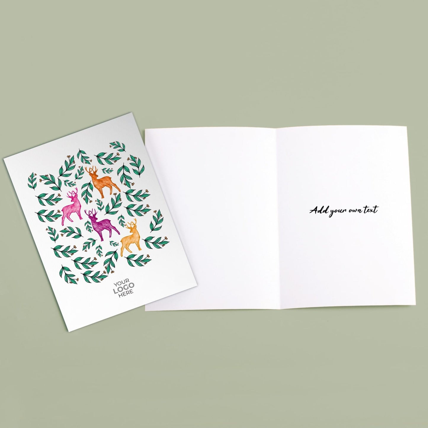 Reindeers And Mistletoe'  Customised Corporate Christmas Cards image 3