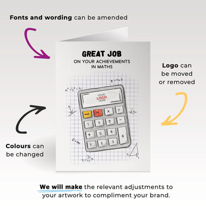 ‘Calculator’ Personalised Corporate Branded Education Greeting Cards image 1