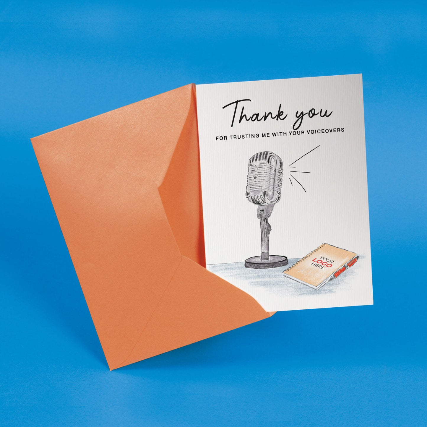 Old School Microphone’ Personalised Corporate Branded Voice, Audio & Writers Greeting Cards image 2