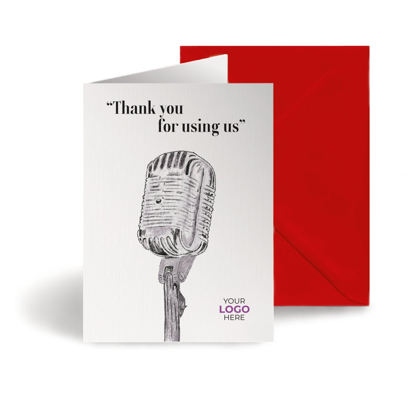 Simple Microphone’ Personalised Corporate Branded Voice, Audio & Writers Greeting Cards image 0