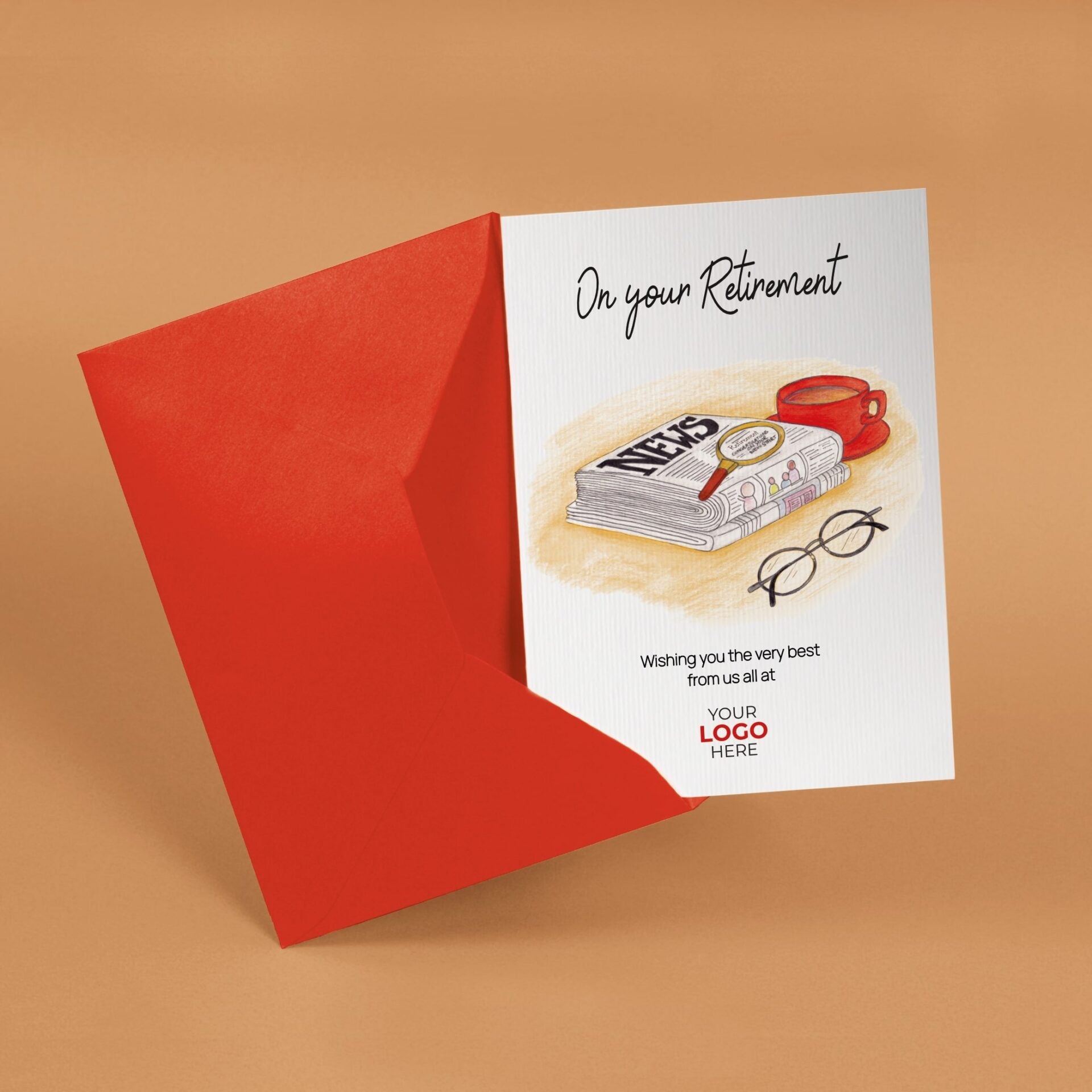 ‘Newspaper Search’ Personalised Corporate Branded Retirement Greeting Cards image 2