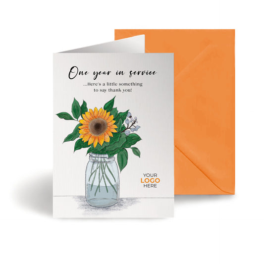 ‘Sunflower’ Personalised Corporate Branded Staff Appreciation Greeting Cards image 0