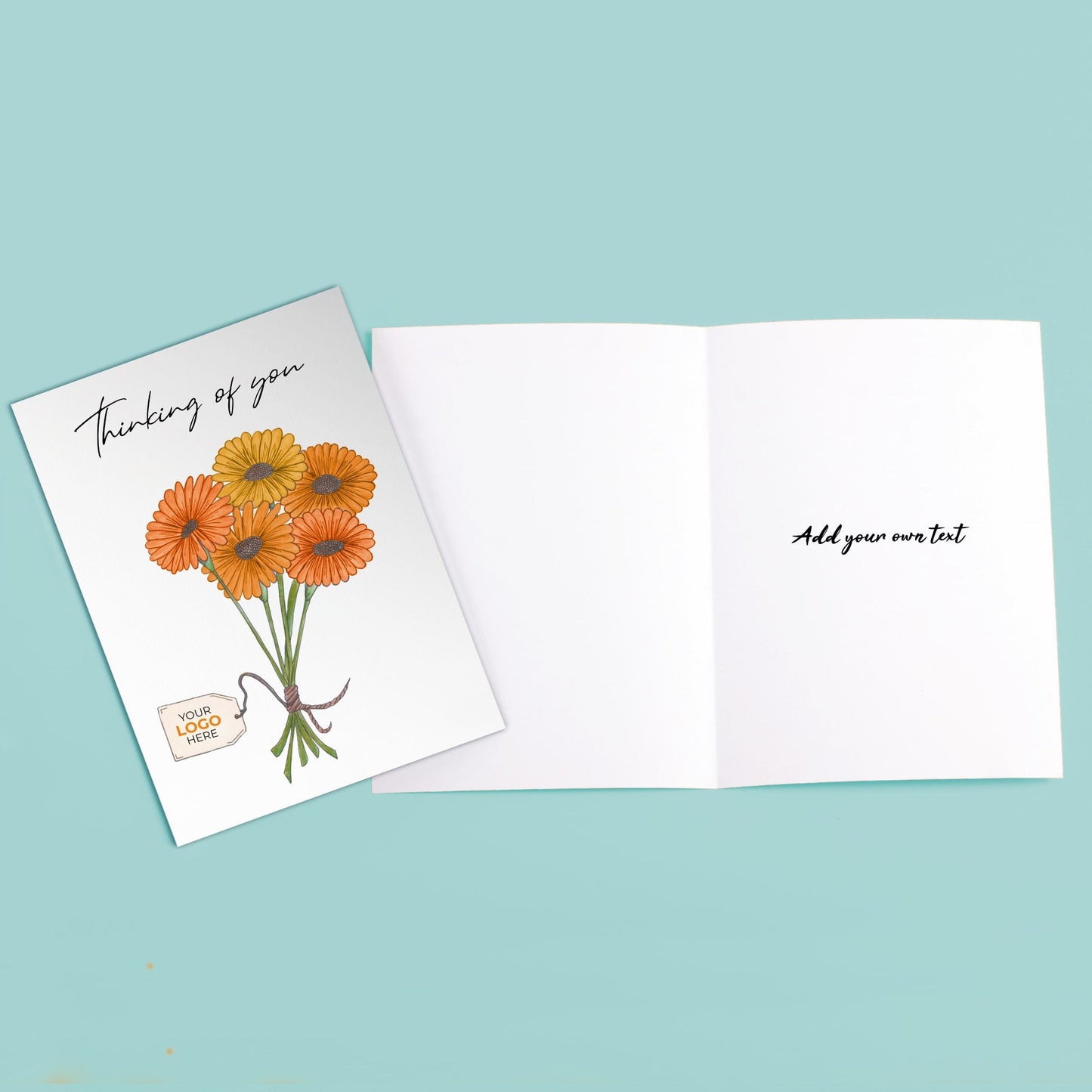 ‘Bunch of Flowers’ Personalised Corporate Branded Thinking of You Greeting Cards image 3