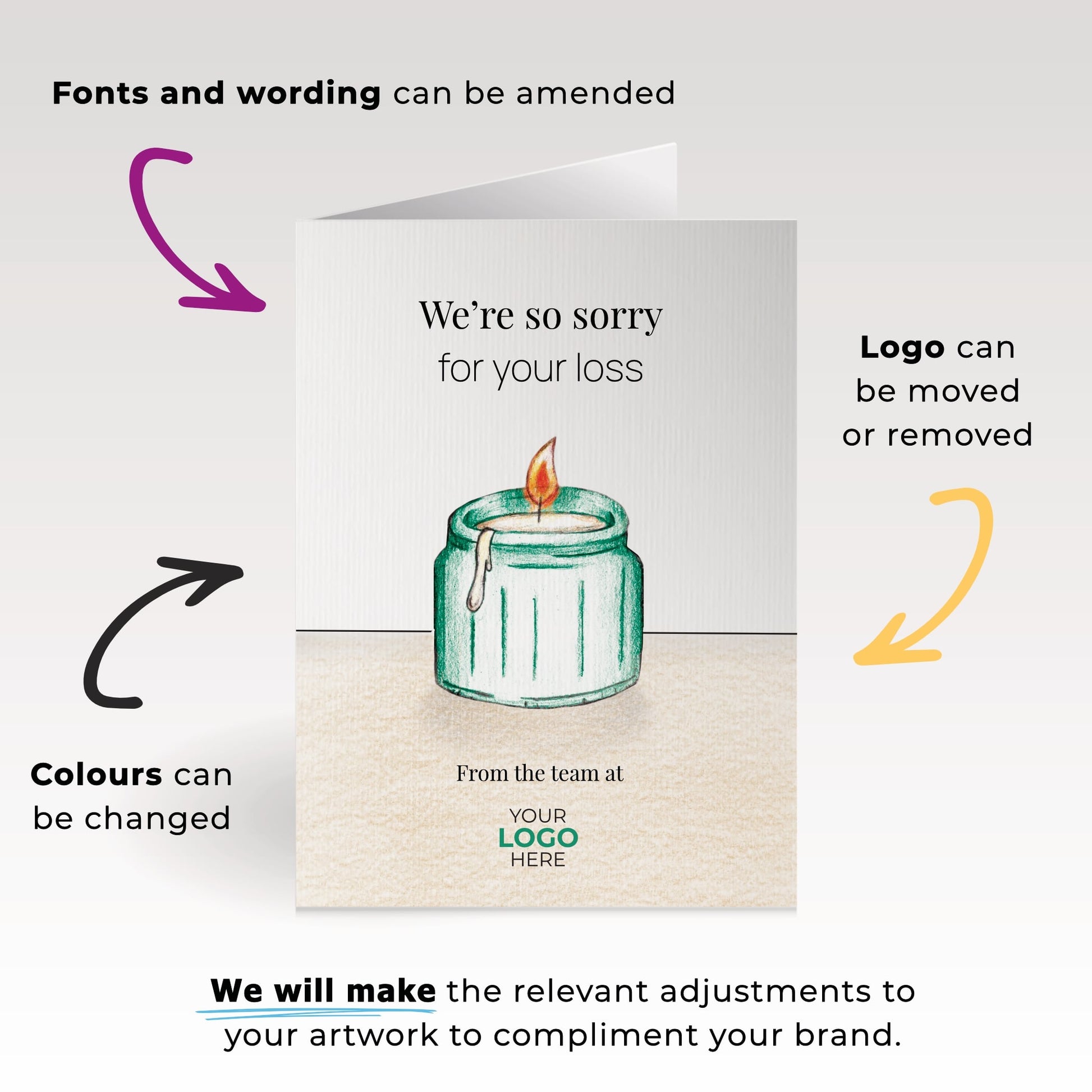 ‘Single Candle’ Personalised Corporate Branded Health Care Greeting Cards image 1