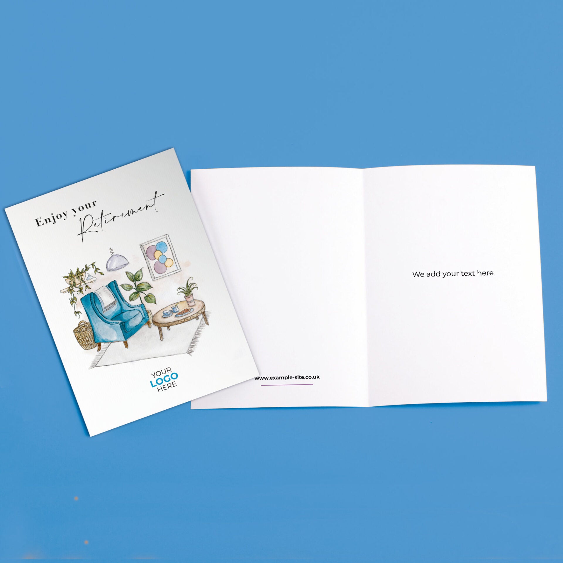 Cosy Living Room’ Personalised Corporate Branded Retirement Greeting Cards image 3