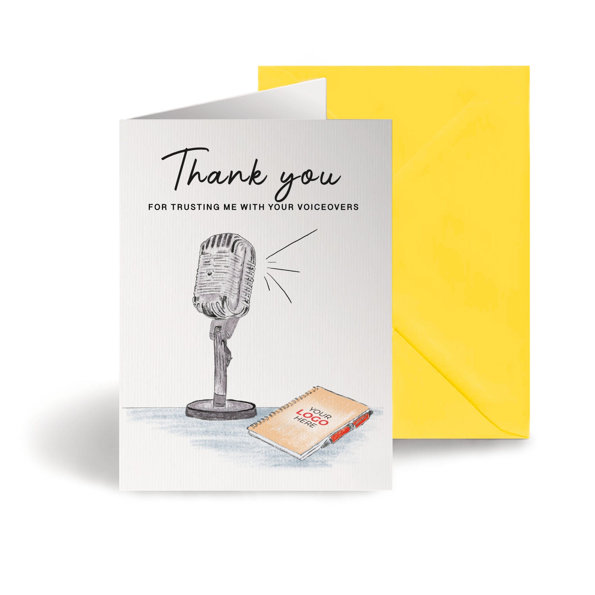 Old School Microphone’ Personalised Corporate Branded Voice, Audio & Writers Greeting Cards image 0