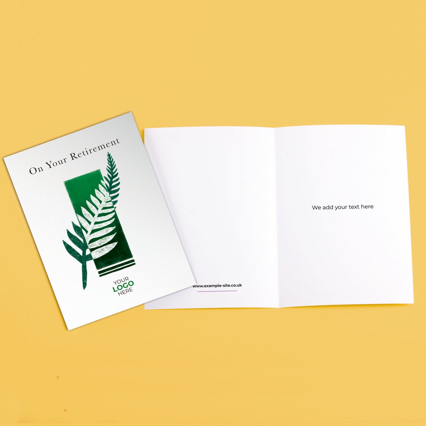 ‘Single Leaf’ Personalised Corporate Branded Retirement Greeting Cards image 3