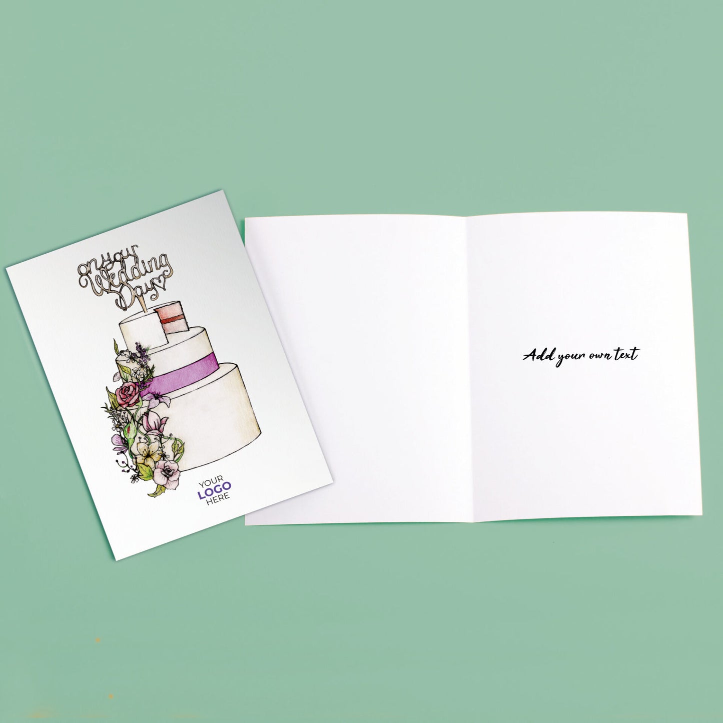 ‘Wedding Cake' Personalised Corporate Branded Wedding Greeting Cards image 3