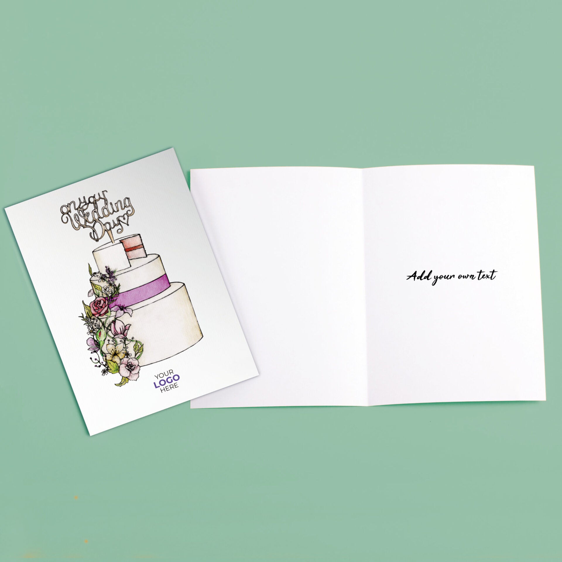 ‘Wedding Cake' Personalised Corporate Branded Wedding Greeting Cards image 3