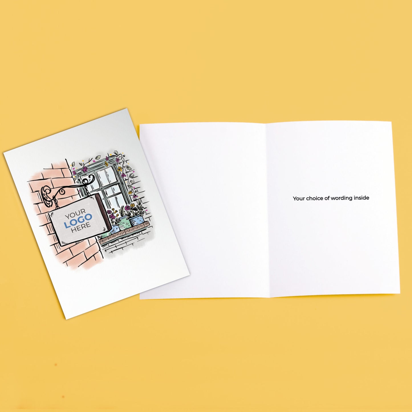 ‘Hanging Sign’ Personalised Corporate Branded Open Greeting Cards image 3