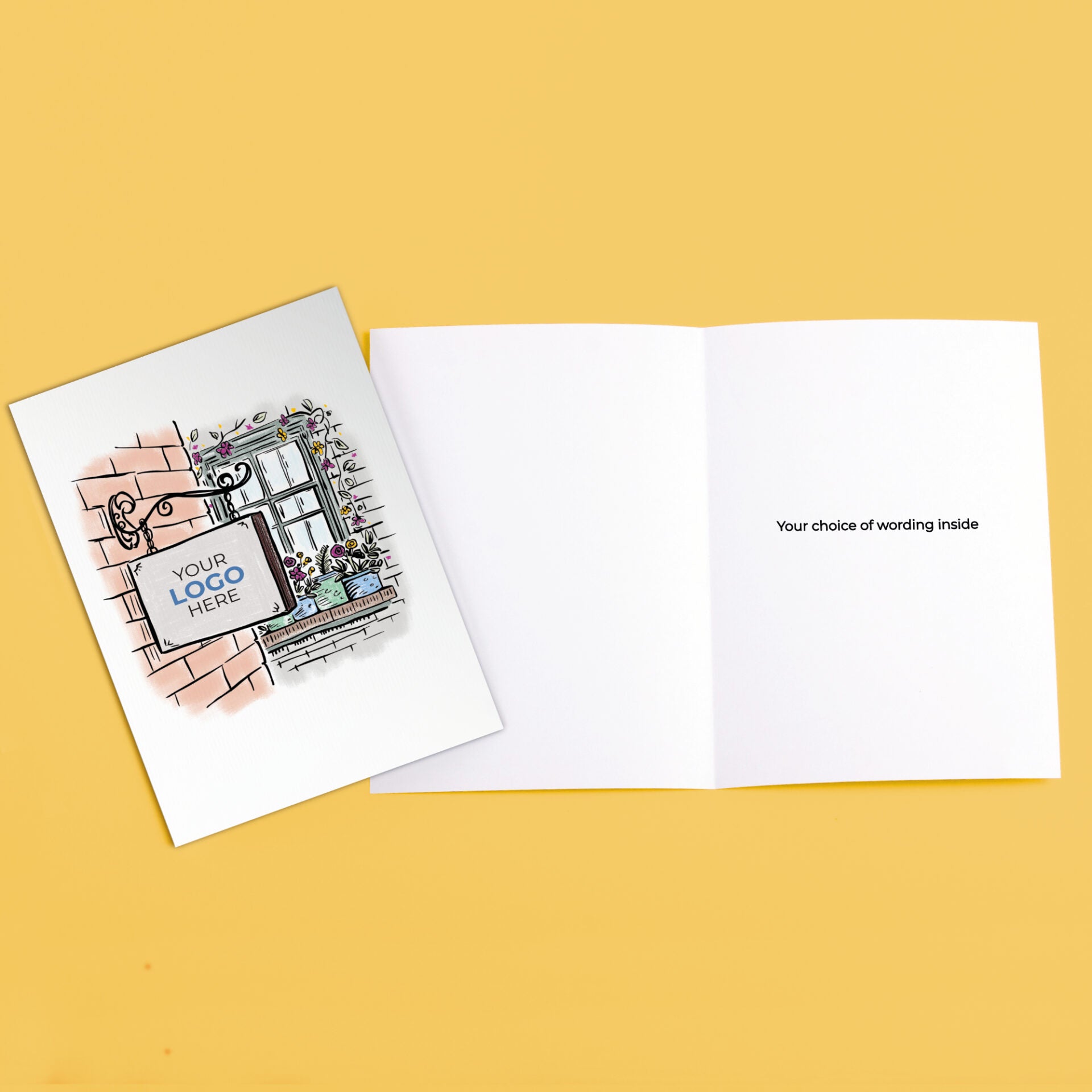 ‘Hanging Sign’ Personalised Corporate Branded Open Greeting Cards image 3