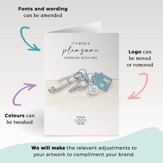 Keys on Table' Personalised Corporate Branded Property Greeting Cards image 1