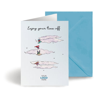 ‘Birds In Clouds’ Personalised Corporate Branded Travel Greeting Cards image 0