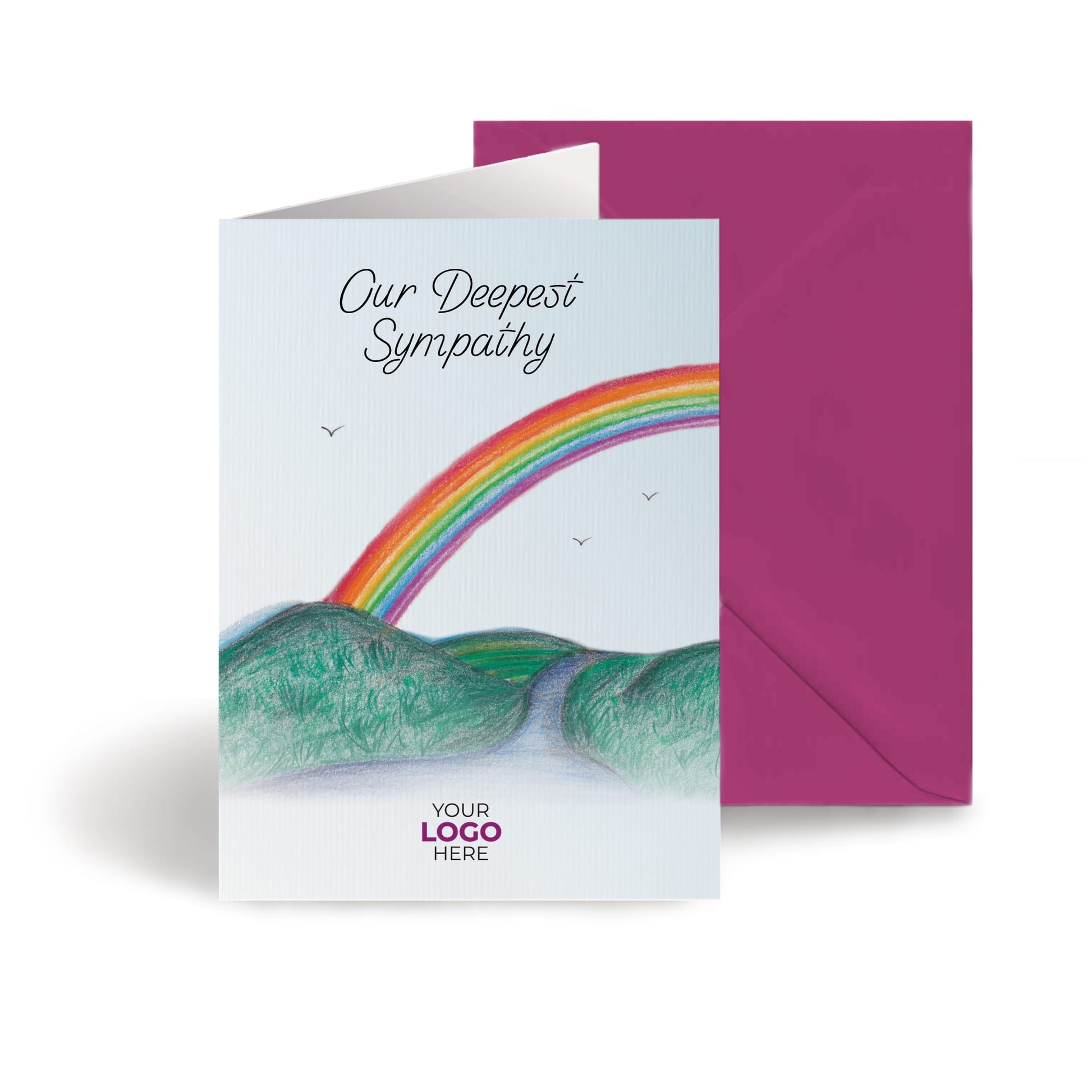 ‘Rainbow’ Personalised Corporate Branded Sympathy Greeting Cards image 0