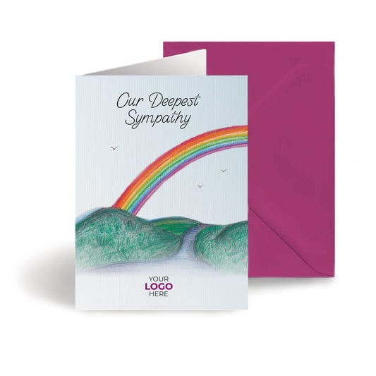 ‘Rainbow’ Personalised Corporate Branded Sympathy Greeting Cards image 0