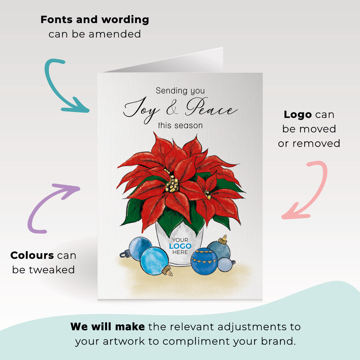 ‘Christmas Poinsettia’ Branded Christmas Cards image 2