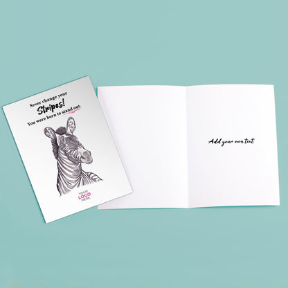 ‘Zebra's Stripe’ Personalised Corporate Branded Education Greeting Cards image 3