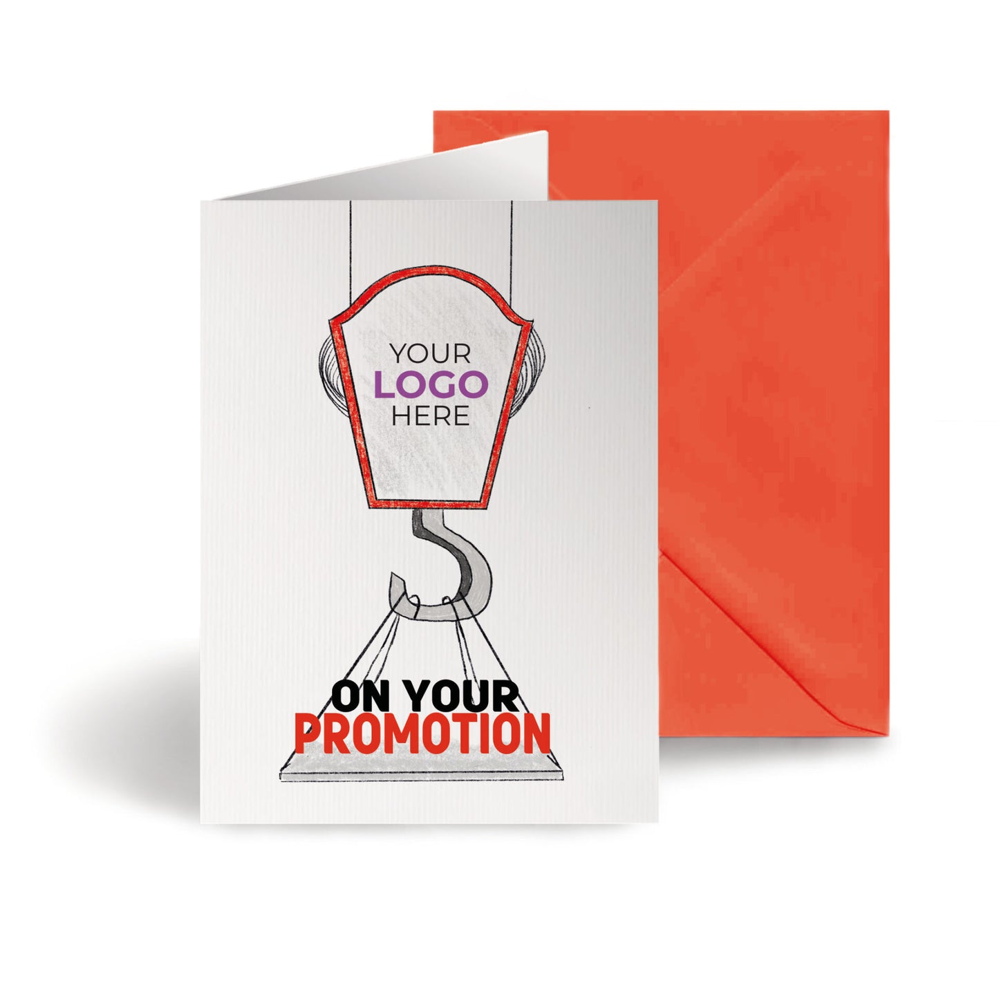 ‘Crane Lifting Promotion’ Personalised Corporate Branded New Job Greeting Cards image 0
