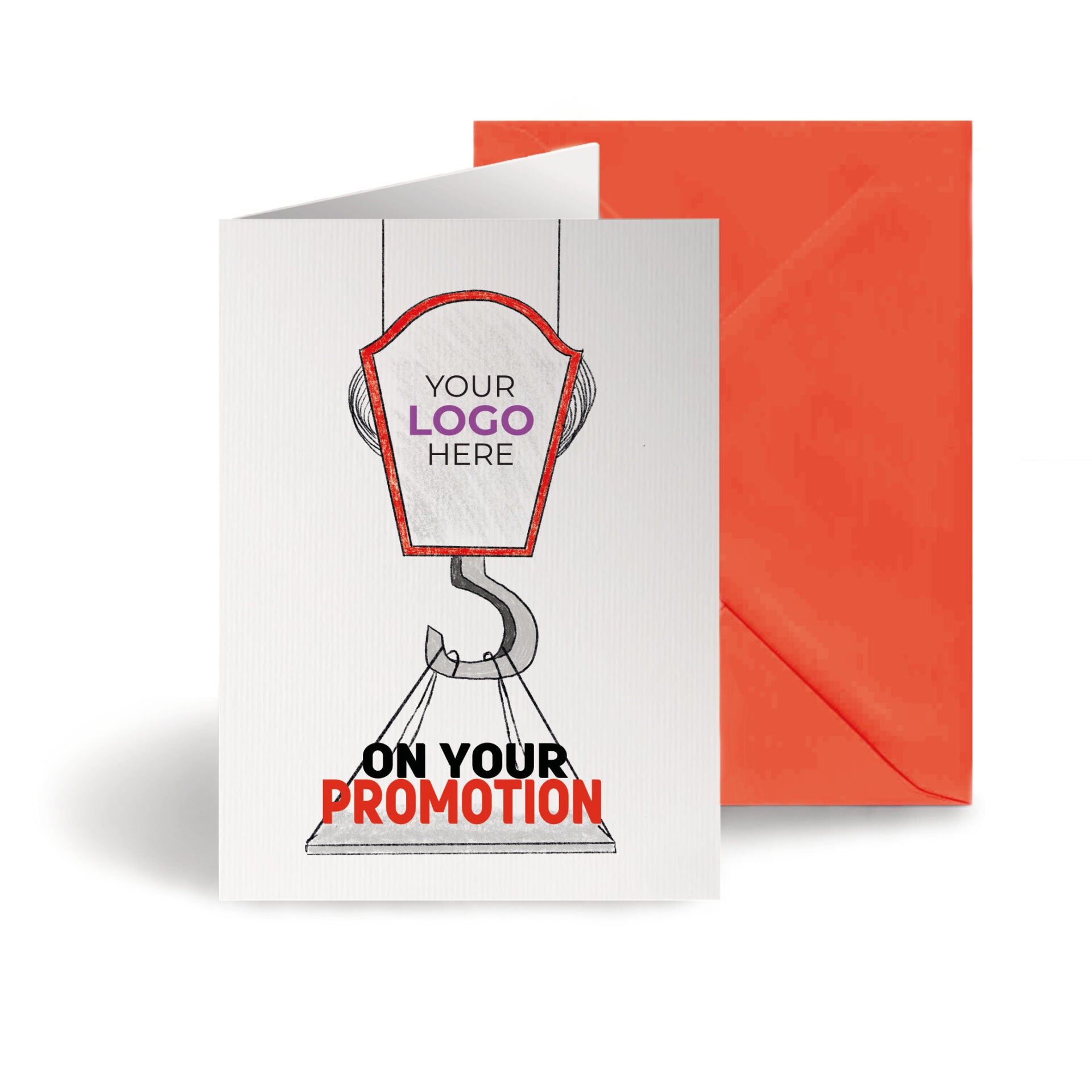 ‘Crane Lifting Promotion’ Personalised Corporate Branded New Job Greeting Cards image 0