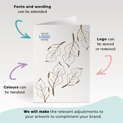 ‘Leaf Pattern' Personalised Corporate Branded Floral Greeting Cards image 1