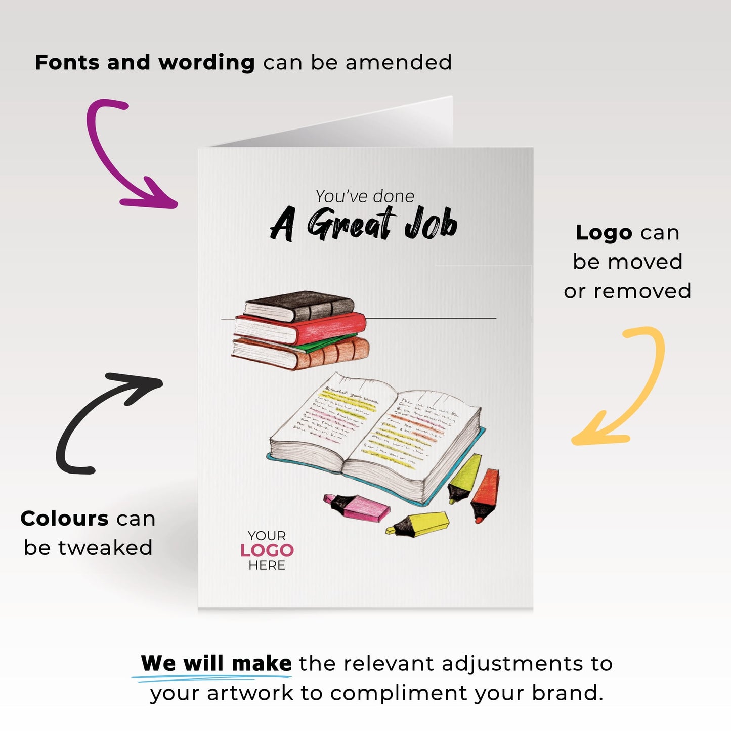 ‘Highlighter’ Personalised Corporate Branded Education Greeting Cards image 1