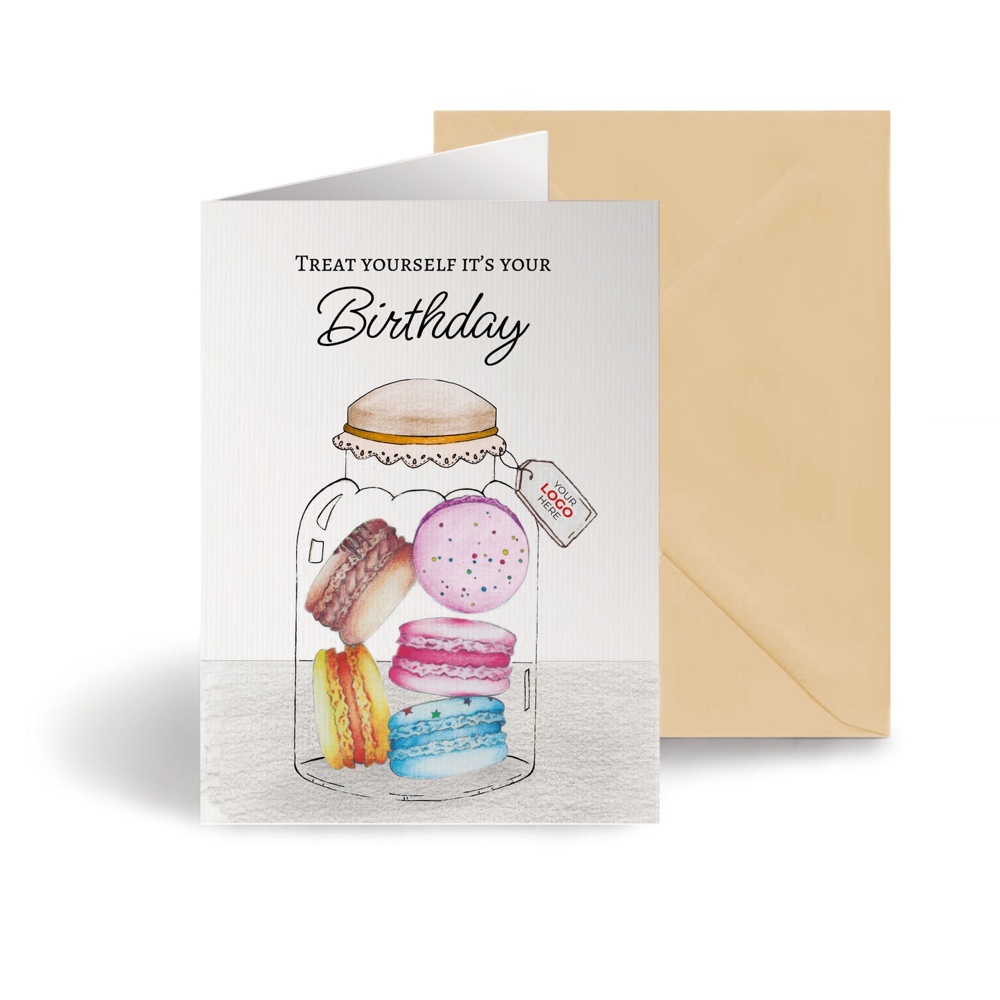 ‘Macaron Jar’ Personalised Corporate Branded Birthday Greeting Cards image 0