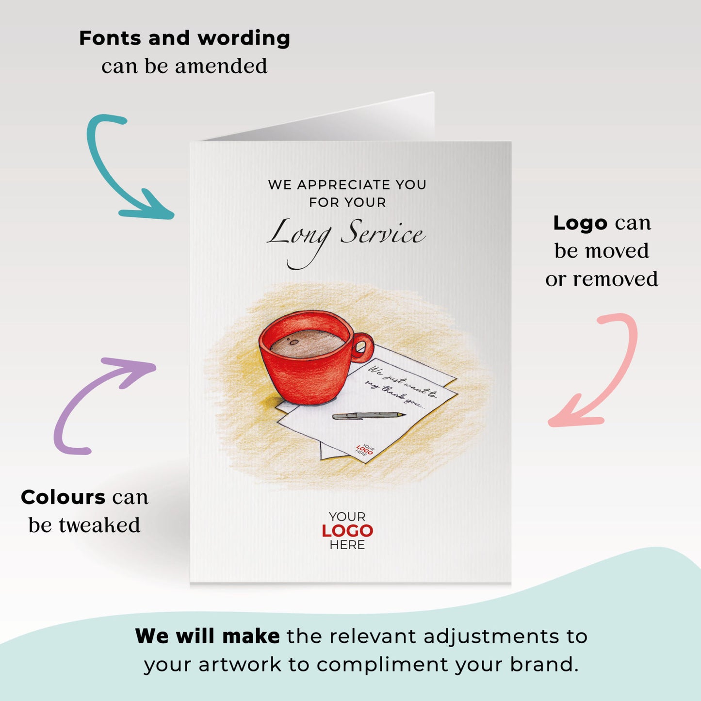 ‘Mug & Note’ Personalised Corporate Branded Staff Appreciation Greeting Cards image 1