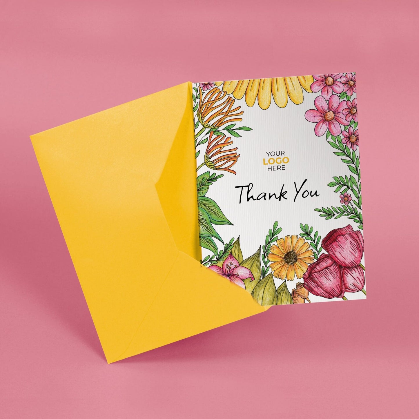 Floral Garden' Personalised Corporate Branded Floral Greeting Cards image 2