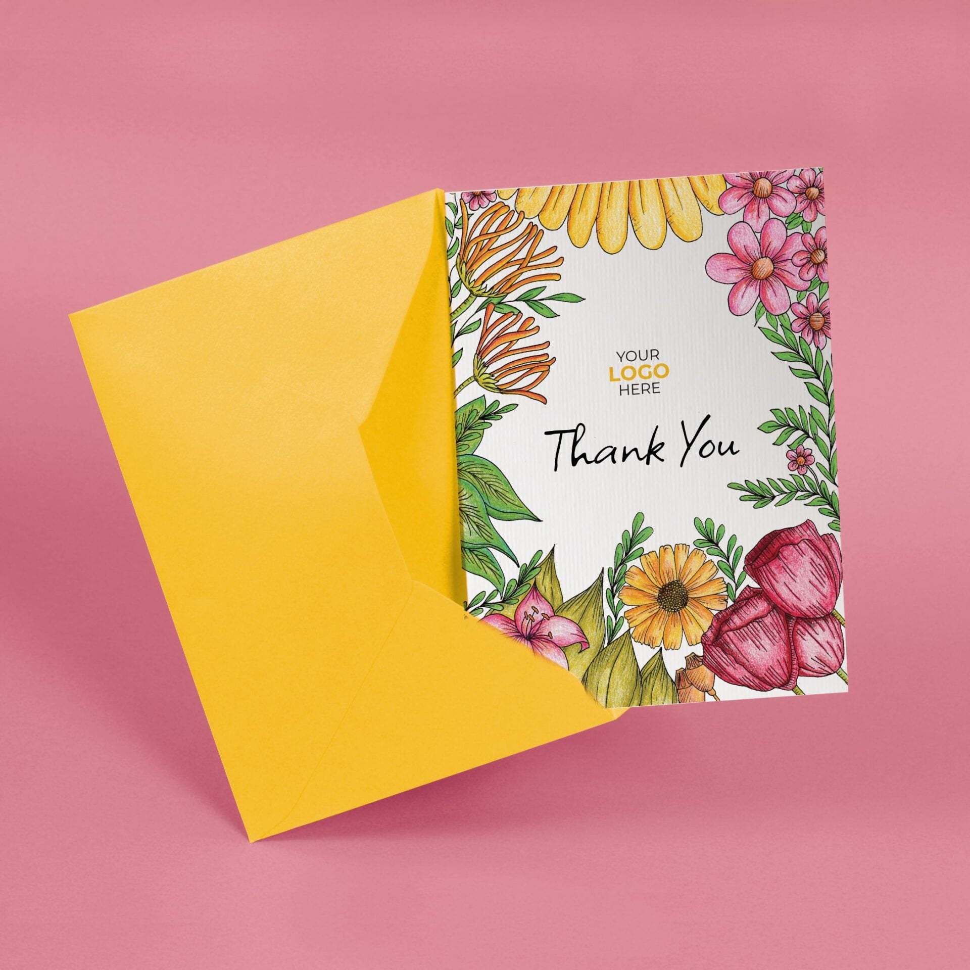 Floral Garden' Personalised Corporate Branded Floral Greeting Cards image 2