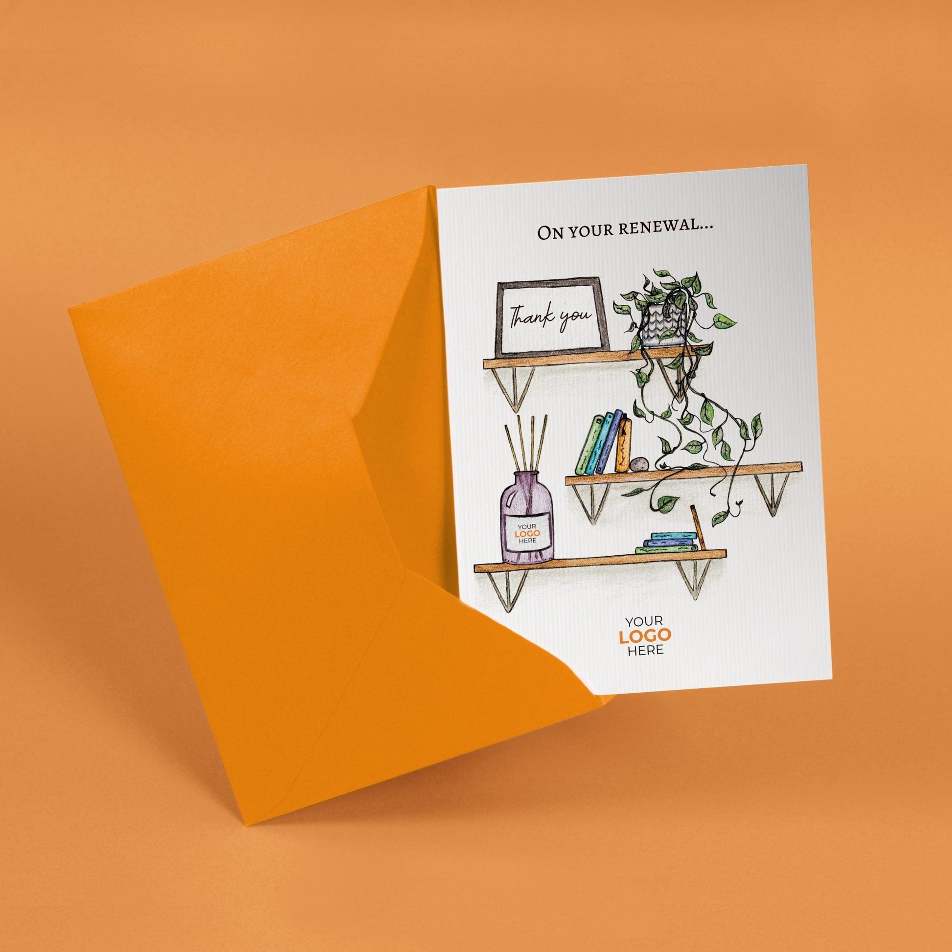 ‘Shelves’ Personalised Corporate Branded Renewal Greeting Cards image 2