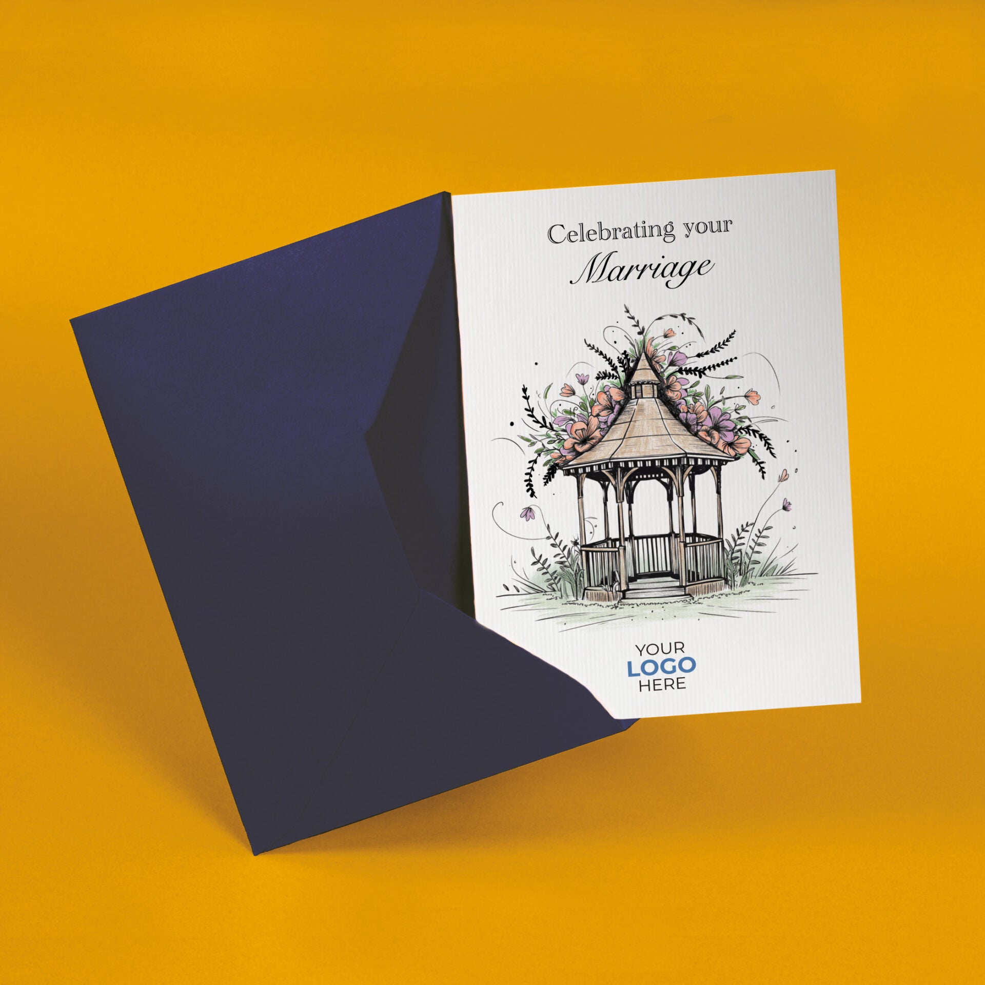 ‘Wedding Gazebo' Personalised Corporate Branded Wedding Greeting Cards image 2