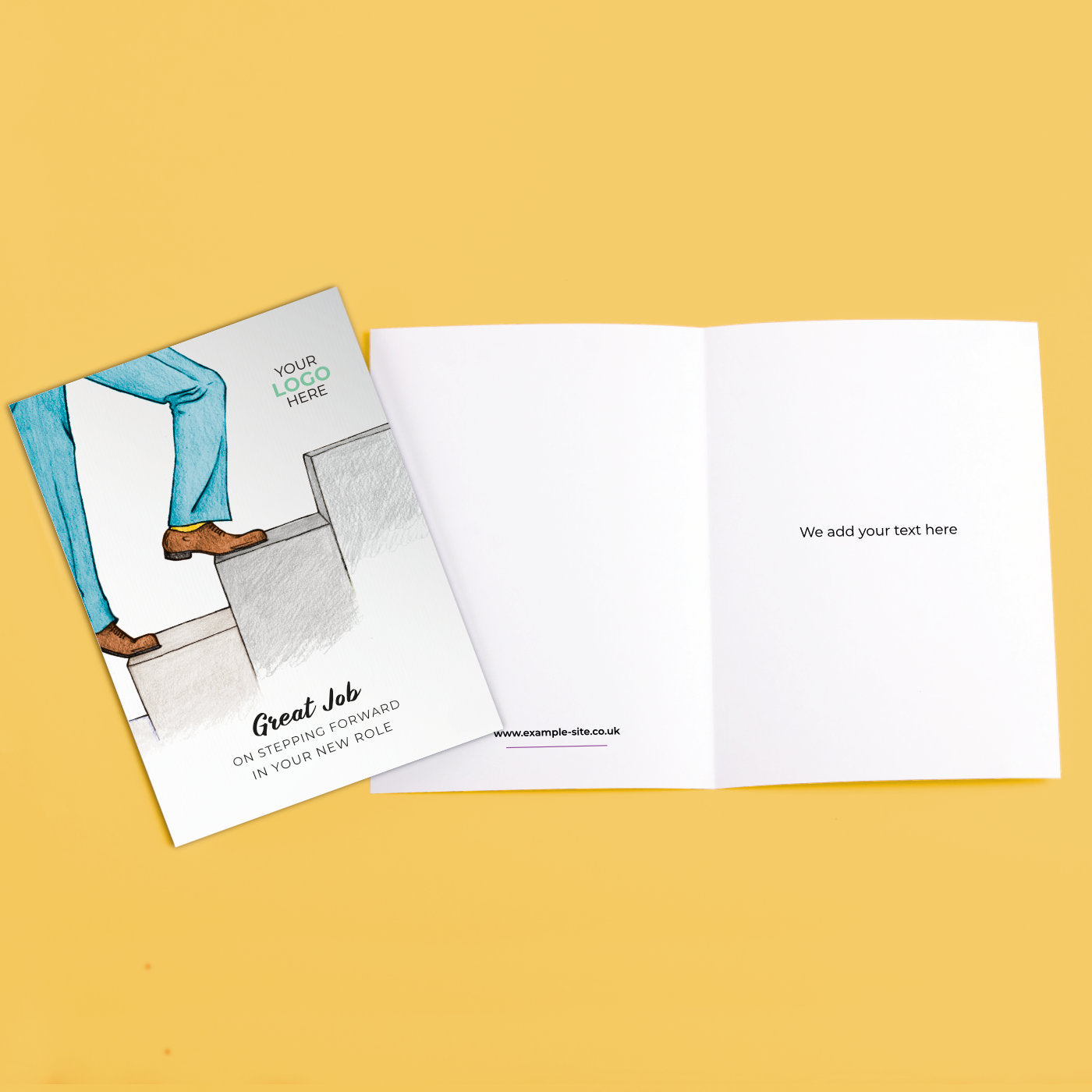 ‘Stepping Up’ Personalised Corporate Branded New Job Greeting Cards image 3
