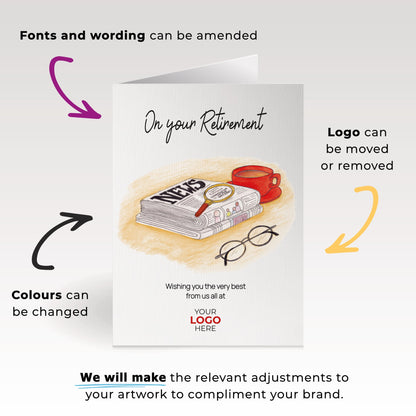 ‘Newspaper Search’ Personalised Corporate Branded Retirement Greeting Cards image 1