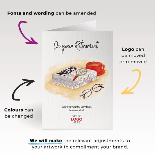 ‘Newspaper Search’ Personalised Corporate Branded Retirement Greeting Cards image 1