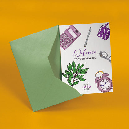 ‘Office Items’ Personalised Corporate Branded Welcome Greeting Cards image 2