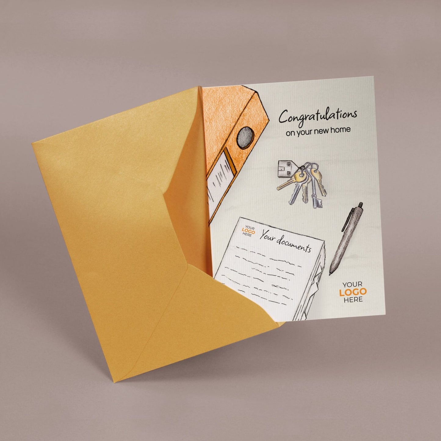 ‘Documents’ Personalised Corporate Branded Property Greeting Cards image 2