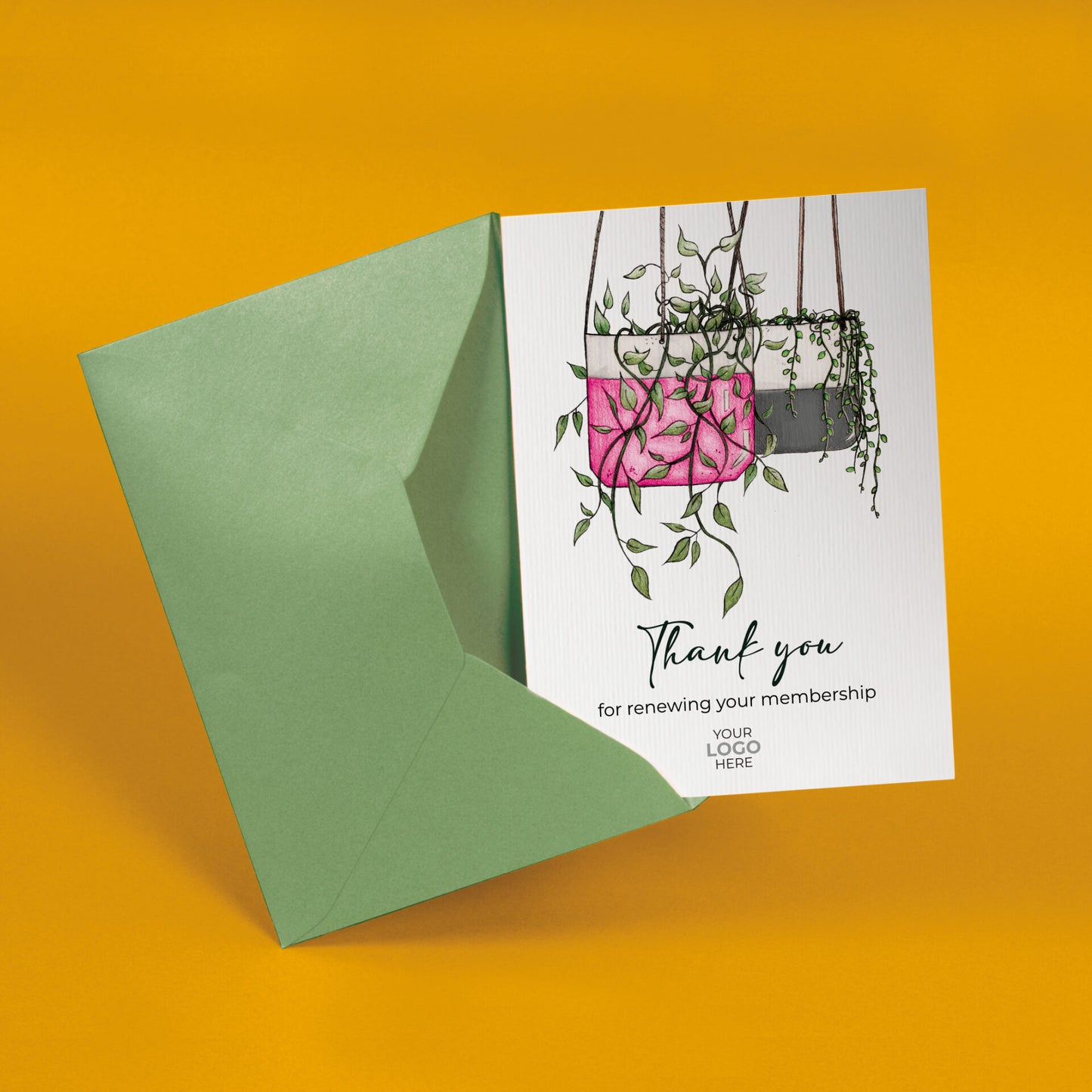 ‘Hanging Plants' Personalised Corporate Branded Renewal Greeting Cards image 2