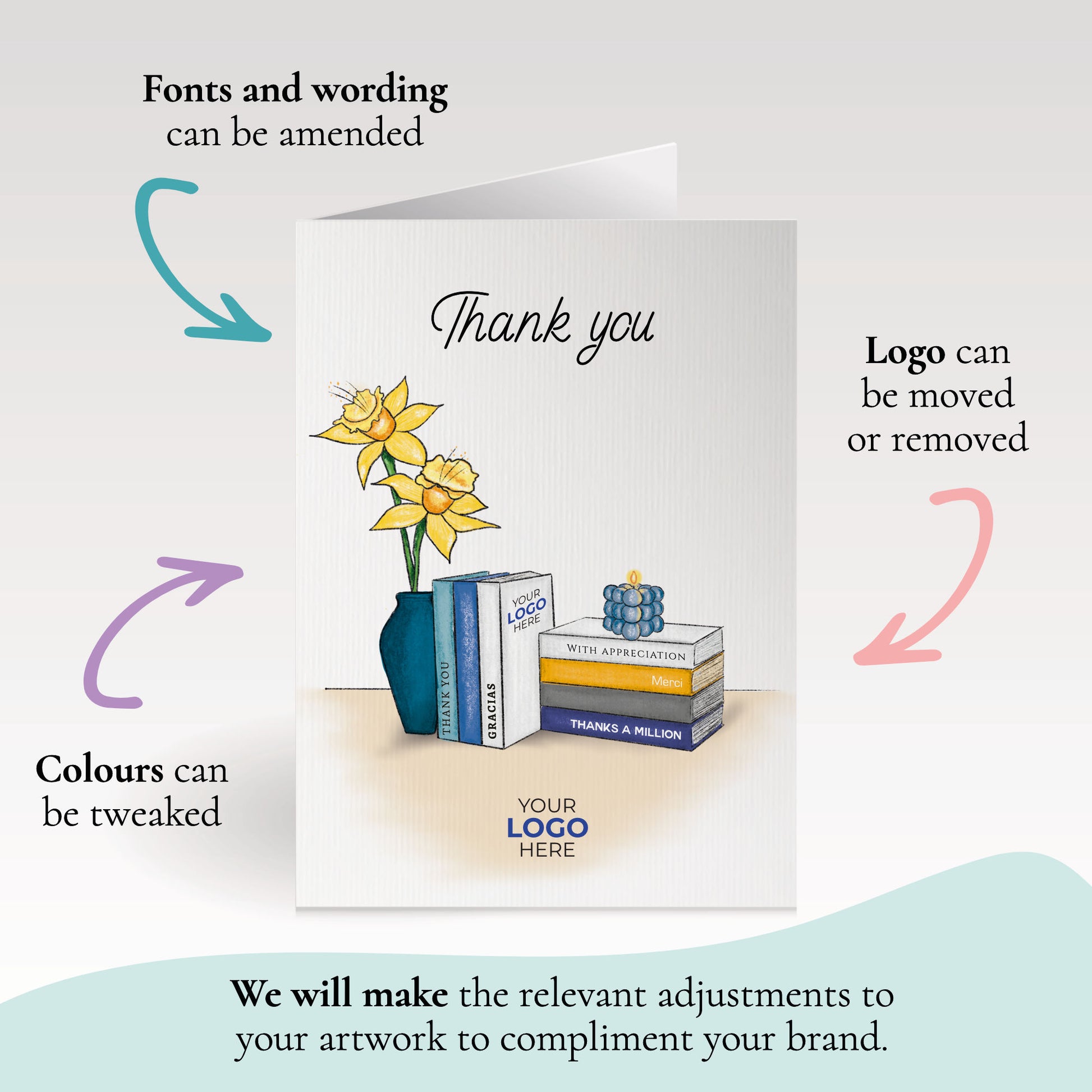‘Books & Vase’ Business Thank You Cards image 2