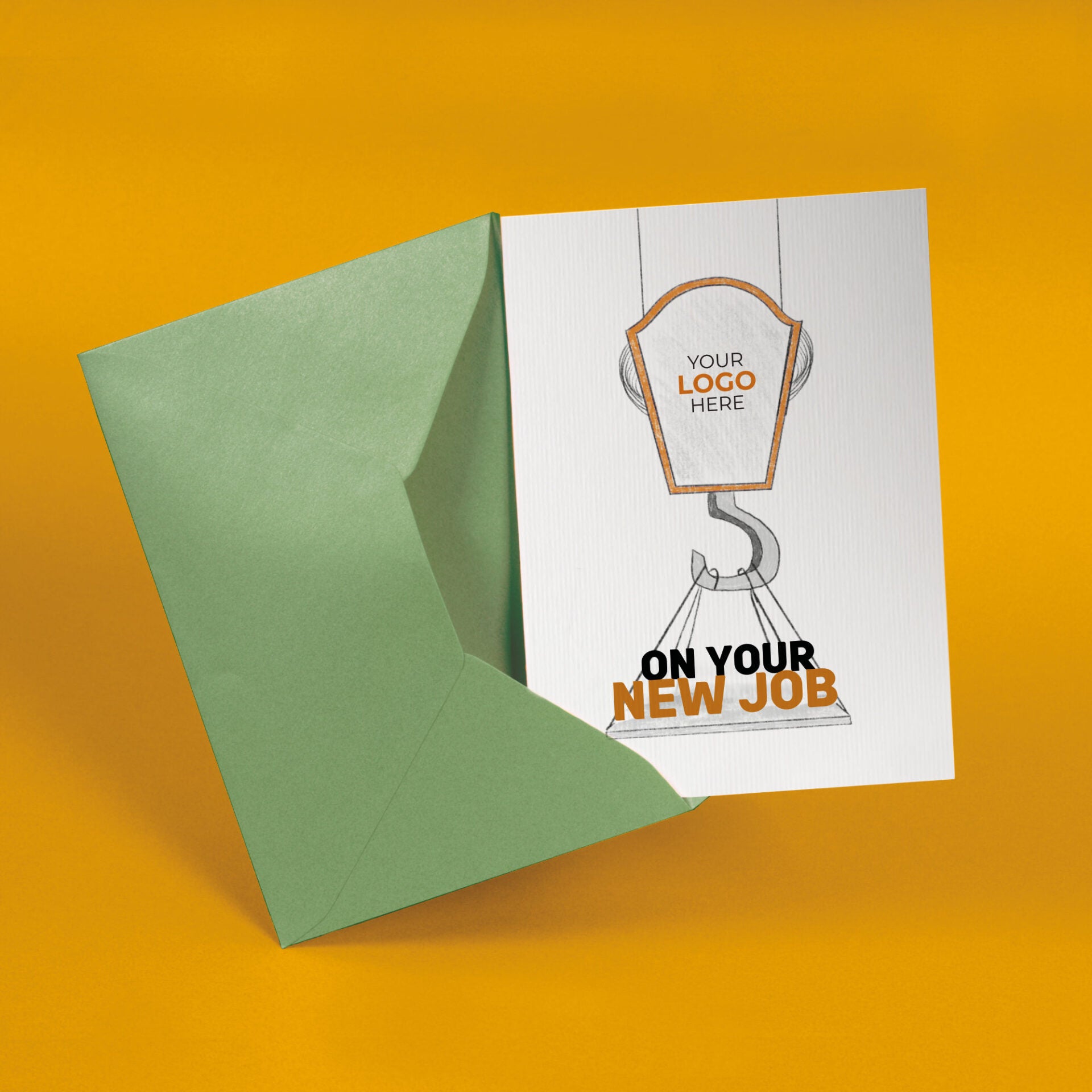 ‘Crane Lifting New Job’ Personalised Corporate Branded New Job Greeting Cards image 2