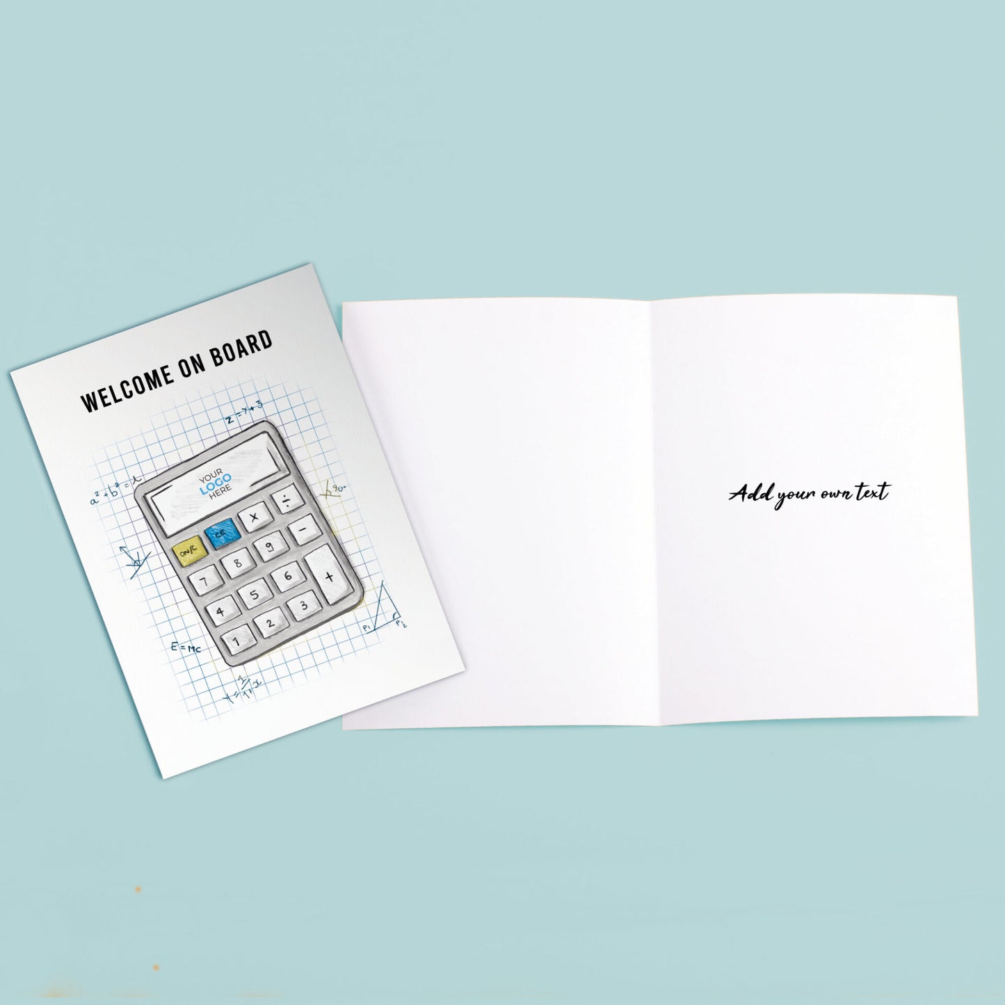 ‘Calculator’ Personalised Corporate Branded Welcome Greeting Cards image 3