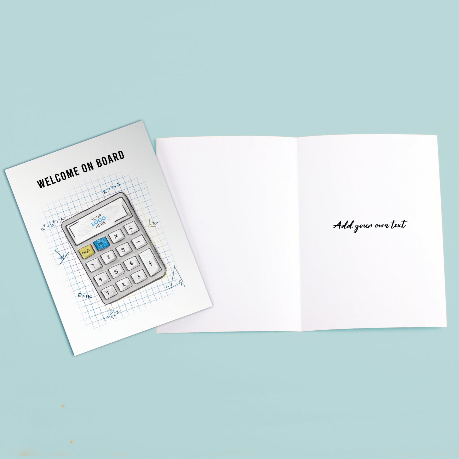 ‘Calculator’ Personalised Corporate Branded Welcome Greeting Cards image 3